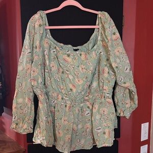 Torrid Floral Blouse in Light Green